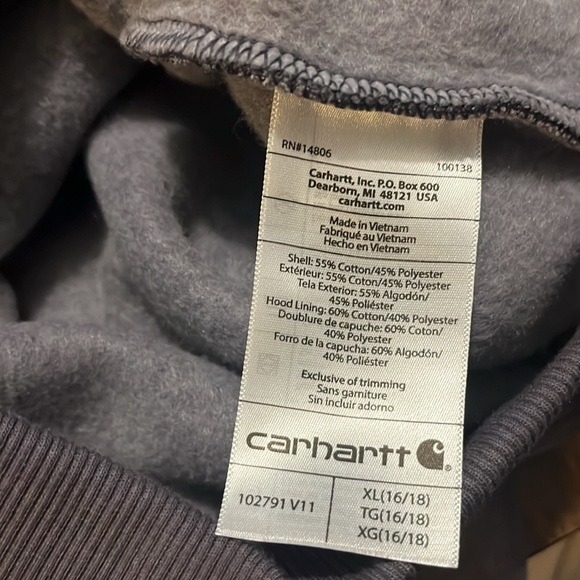Carhartt XL Sweatshirt Graystone Heather Graphic Clarksburg Pullover Hoodie - Picture 5 of 5